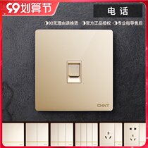 Chint switch socket 86 type 2L champagne gold phone socket large panel telephone concealed household Zhengtai