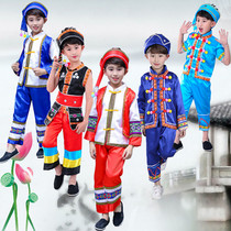 Childrens Guangxi Zhuang Apparel Yunnan Dong ethnic Yi ethnic Yi Miao Yao ethnic minority male and female dance performance clothes