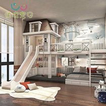 Childrens room combination furniture customization Multi-function game house bed with slide Secret base Childrens tree house bed