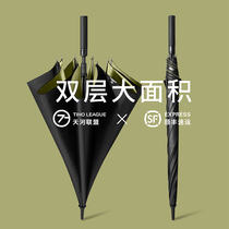 (Recommended by Weia)umbrella mens oversized automatic double long handle rainstorm special wind-resistant straight pole umbrella women