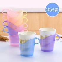 Transparent water Cup Cup holder environmentally friendly thick disposable paper cup holder plus hard plastic tea tray heat insulation Holder