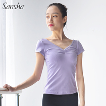 sansha sansha ballet practice uniform adult teacher shirt short sleeve female dance suit