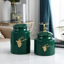 Storage jar ceramic large storage general jar European style American decorative jar tea pot home ornaments home accessories