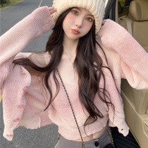 Advanced Sensation Blouses Early Autumn Fashion Suit 2021 New Lady Pink Knit Cardigan With reduced two sets