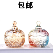 Nordic retro crystal glass candy jar candy jar decorations storage jar ornament storage jar creative light luxury