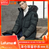 LAFUMA Leify leaf outdoor thick warm fashion fur collar down jacket men long coat LMJU8D815