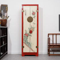 New Chinese style solid wood painted wardrobe Ming and Qing classical antique high cabinet Bedroom cabinet Storage storage decorative cabinet furniture