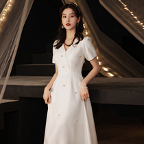 White evening dress women can usually wear bridesmaid uniforms