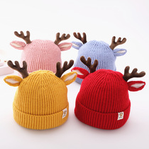 Baby hat Autumn and winter cute antlers childrens wool cap 1-6 years old boy 2 girls knitted warm baby hat