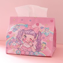 Net red cute cartoon desktop tissue box girl heart soft sister home car bag tissue cover leather waterproof