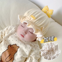 Baby hat boys and girls autumn and winter 0-3 months infant cute plus velvet warm newborn fishermans tire cap