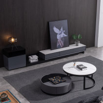 Italian Round Rock Board coffee table TV cabinet combination Nordic small apartment modern simple light luxury living room household tea table