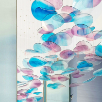  Sales department Kindergarten corridor pendant Hotel lobby color disc Shopping mall Art cloud acrylic air charm