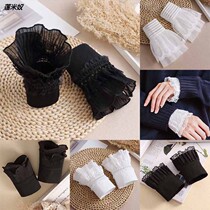 Fake cuff short sleeve horn fake sleeve female detachable lace mesh lace wrist sweater glove decoration