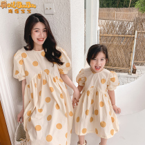 Girl Cotton Fabric Skirt 2022 New Summer Style Short Sleeve Mother Women Dress Trendy Korean Version Children Loose pro dress Long dress