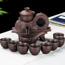 Purple Sand Grain Fengdeng Lazy Tea Maker Tea Set Home Retro Semi-Automatic Teapot Kung Fu Tea Cup