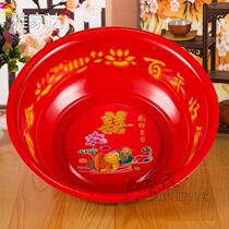 Old-fashioned enamel basin iron washbasin home wedding kitchen small red pond porcelain basin Red love basin supplies