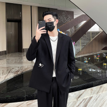 ins casual suit men Korean light mature wind lock buckle personality design Korean loose suit jacket men tide