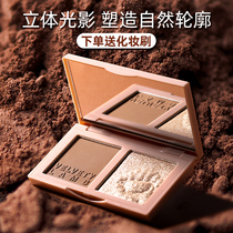 Two-color repair high-gloss integrated disc dual-purpose shadow silhouette nose shadow fine flash bright matte repair powder three-in-one