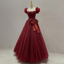 Toast to bridal senior senses 2022 new wedding wine red with shoulder engagement evening dress with dress high end