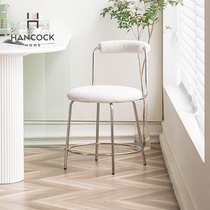 Hankei home Modern simple small apartment restaurant Lamb hair white backrest lounge chair soft bag dining chair