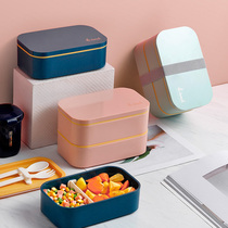Double lunch box lunch box can be heated by microwave oven summer office workers cute girls light food high value ins lunch box