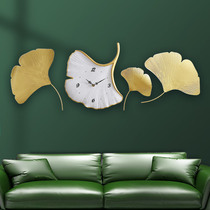 Ginkgo leaf wall clock Living room creative fashion silent clock wall hanging household light luxury personality watch Simple modern