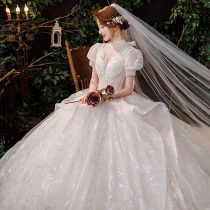 French wedding dress 2021 new bride main yarn simple temperament retro heavy industry trailing small man high-end summer