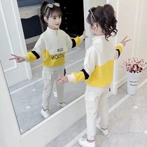  Childrens clothing girls  autumn sweater suit 2021 new childrens girls Korean version of the western style fashionable spring and autumn two-piece suit tide