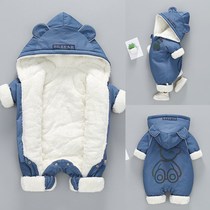 Newborn baby jumpsuit winter clothes baby out to hold clothes padded clothes baby autumn and winter bear cotton clothes