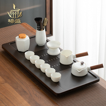 Sheep Jade kung fu tea set home light luxury Chinese tea tray office guests high-end white porcelain teapot tea cup