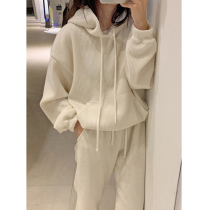 Wei Yi suit women's autumn winter 2021 new corduroy casual fashion plus velvet fried street sports pants two-piece set