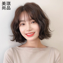 Wig female short hair air bangs bubble face omelet head real hair fluffy natural round face valgus short curls