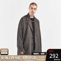 BTW suede medium and long coat 2021 spring and autumn ins trend loose casual suit collar trench coat coat