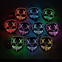 Halloween led mask shaking sound grimace with the same props fluorescent 10-color flash fashion cool luminous mask