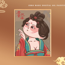 Tang Palace Night Banquet) diy digital oil painting Dunhuang Chinese ancient style figure Guochao hand painted paint color decorative painting