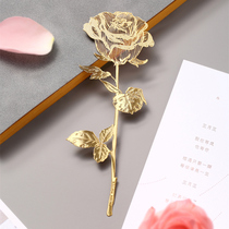 24K gold-plated) March 3 rose bookmarks Chinese style Teachers Day gifts exquisite creative metal hollow bookmarks customized gifts Valentines Day to send girlfriends practical birthday gifts