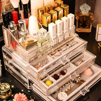 Cosmetics storage box ins transparent jewelry box Multi-layer jewelry earrings lipstick skin care products large-capacity finishing box