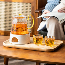 Light luxury afternoon tea set flower teapot candle cooking tea heated fruit tea base tea cup glass health pot