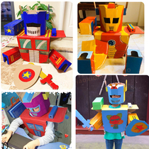 Childrens handmade carton robot clothes Creative Diy assembly Coloring paper shell toys Stage props