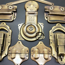 New Chinese antique box buckle camphor wood box hardware copper accessories old lock handle hinge corner retro set