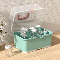 Baby bottle storage box drain rack baby put milk bottle tableware dust-proof storage storage box with cover dust-proof and dry