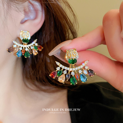 taobao agent Advanced zirconium, small design earrings, light luxury style, high-quality style, bright catchy style, trend of season, 2023 collection