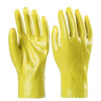 Yellow Full-Immersed Plastic Surface Waterproof Oil Resistance and Base Resistance Chemical PVC Immersion Rubber Leather and Thick-Warrant Gloves