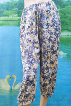 Silk wide leg pants seven-point silk pants women wear beach loose summer thin Thai flower pants cotton nine points