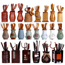 Kung Fu tea set accessories tea ceremony six gentlemen whole set ebony wood tea clip bamboo tweezers tea cup tea clip