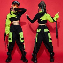 Girls Hip-hop suit Hip-hop performance clothing trend umbilical top overalls childrens jazz dance performance clothing women