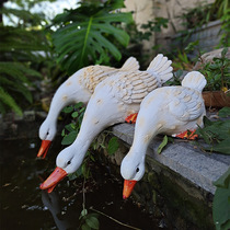 Outdoor simulation animal cute water-drinking duck ornaments Garden garden pool fish pond waterscape decoration landscaping arrangement