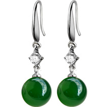  Ethnic style natural green agate earrings inlaid with zircon chalcedony long earrings retro gift jewelry for mother