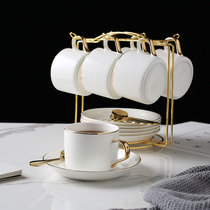 European ceramic coffee cup and saucer set Ceramic coffee cup small luxury simple cup and saucer with shelf saucer spoon